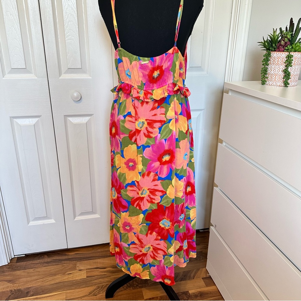 Billabong Rebel Heart Floral Spaghetti Strap Midi Dress V-Neck Women’s Size XXL - Picture 2 of 12